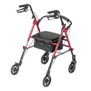 Drive Medical Adjustable Height Rollator with 6" Wheels Red-Drive Medical-HeartWell Medical