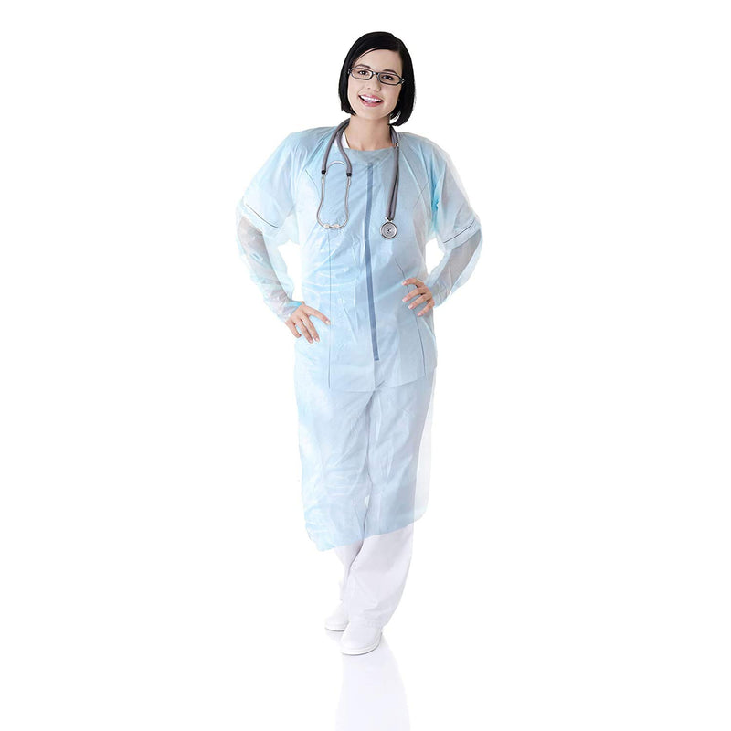 HeartWell Isolation Gown Polyethylene, Blue, 15 Per Bag-HeartWell-HeartWell Medical