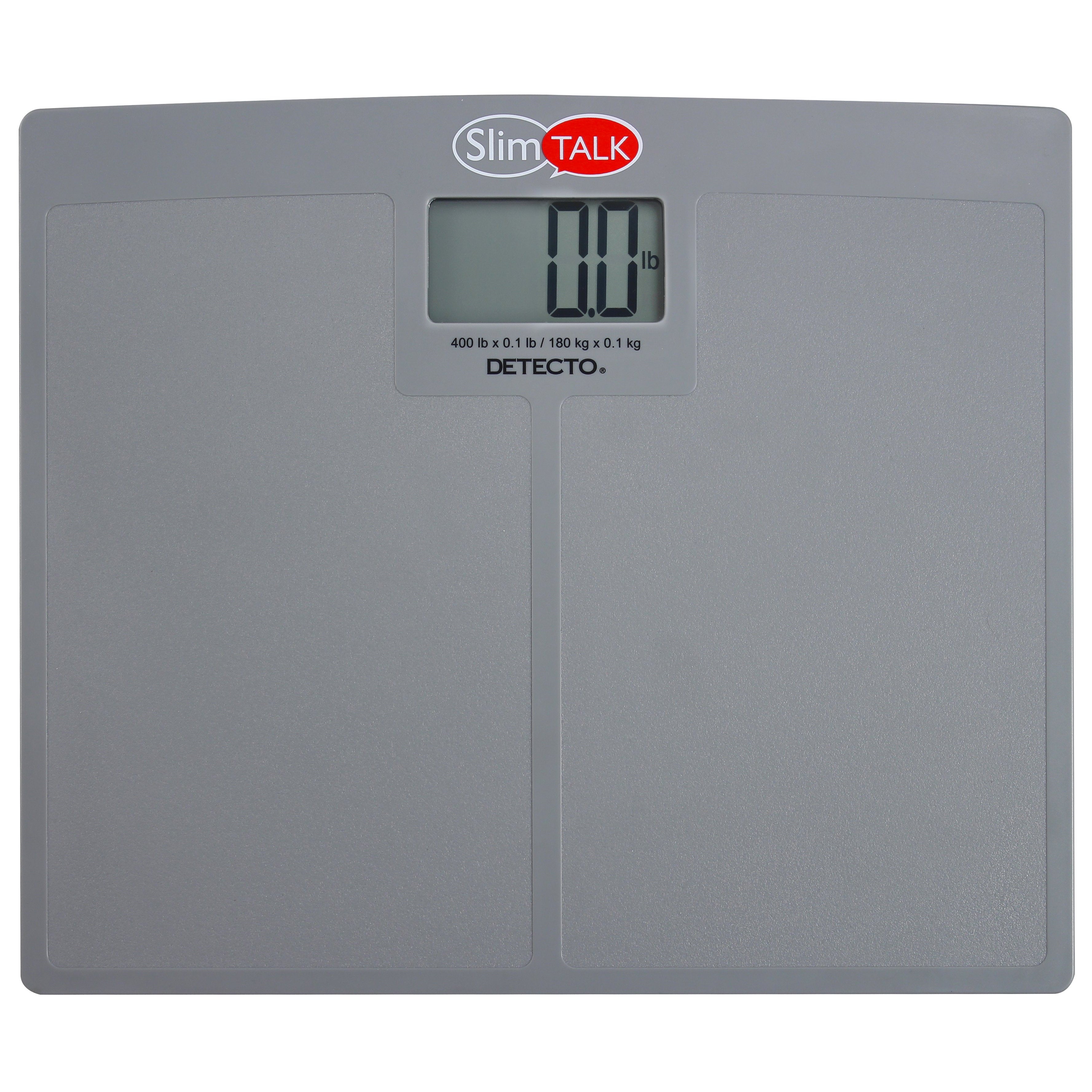DETECTO SLIMTALK, Talking Home Health Scale, 400 lb x 0.1 lb / 180 kg x 0.1 kg, Textured Platform Surface
