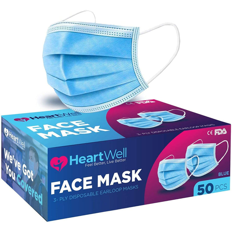 HeartWell Face Mask with Ear Loops 50 Pack-HeartWell-HeartWell Medical