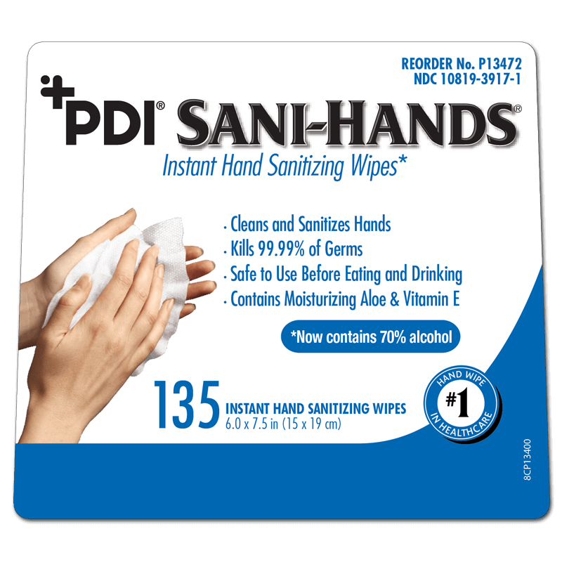 PDI Sani-Hands Instant Hand Sanitizing Wipes 135 Count-PDI-HeartWell Medical