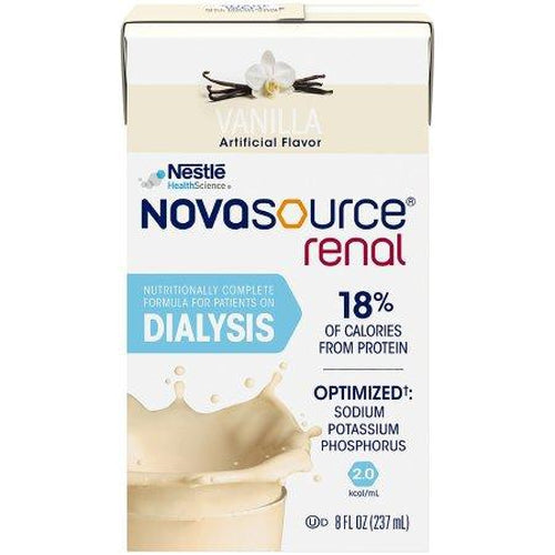 Nestle Novasource Renal Vanilla Flavored, 8 fl oz Brik Paks-Nestle-HeartWell Medical