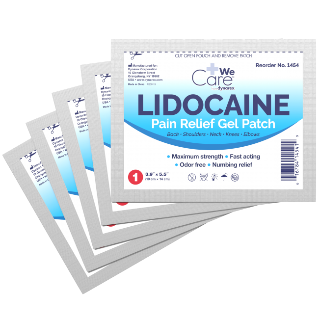 Dynarex Lidocaine Pain Relief Gel-Patch 10cmx14cm - 4%, 10cm x 14cm-Dynarex-HeartWell Medical