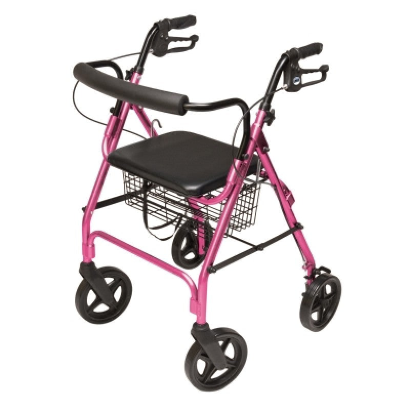 Graham Field Walkabout Four-Wheel Contour Deluxe Rollator, Pink-Graham Field-HeartWell Medical