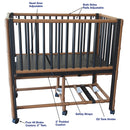 MJM International WoodTone Pediatric Crib Bed-MJM International-HeartWell Medical