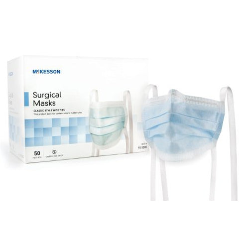Mckesson Surgical Mask Pleated Tie Closure One Size Fits Most Blue-Mckesson-HeartWell Medical