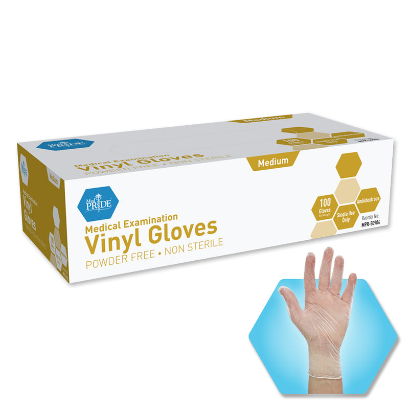 MedPride Vinyl Clear Exam Gloves Powder Free-MedPride-HeartWell Medical