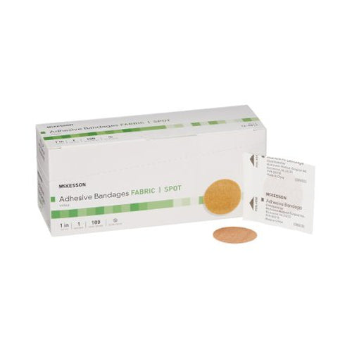 Mckesson Adhesive Spot Bandage 1 Inch Fabric Round Tan Sterile-Mckesson-HeartWell Medical