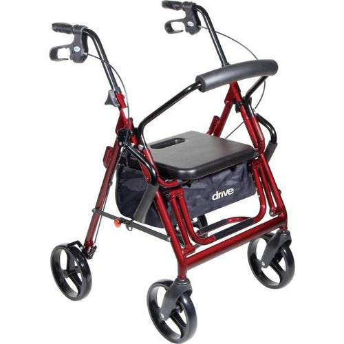 Drive Medical Duet Dual Function Transport Wheelchair Walker Rollator Burgundy-Drive Medical-HeartWell Medical