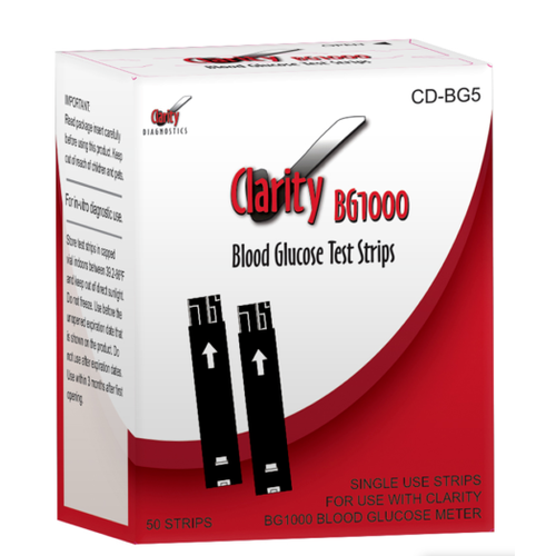 Clarity Diagnostics Clarity BG1000 Blood Glucose Meter Strips-Clarity Diagnostics-HeartWell Medical
