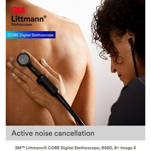 3M Littmann CORE Digital Stethoscope Black Chestpiece, Tube, Stem and Headset, 27 inch-3M-HeartWell Medical