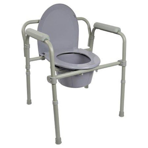 Mckesson Folding Commode Chair Fixed Arm Steel Frame Back Bar-Mckesson-HeartWell Medical