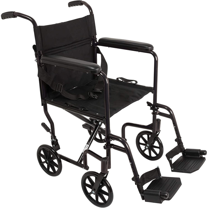 ProBasics Aluminum Transport Wheelchair, 19-inch, Black-ProBasics-HeartWell Medical
