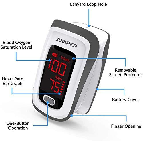 Jumper Fingertip Pulse Oximeter With Portable Display, Carrying Case Included-Jumper-HeartWell Medical