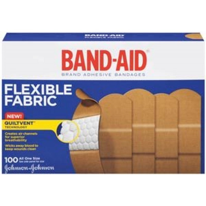 J & J Band Aid Flexible Adhesive Bandage Strip, 1" x 3"-J & J-HeartWell Medical