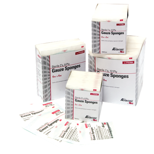 Pro Advantage Gauze Sponges- Sterile, 2s, 4" X 4", 12-Ply, Sterile, 25/tray-Pro Advantage-HeartWell Medical