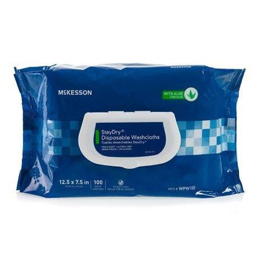 Mckesson Personal Wipe StayDry Soft Pack Aloe / Vitamin E Scented 100 Count-Mckesson-HeartWell Medical