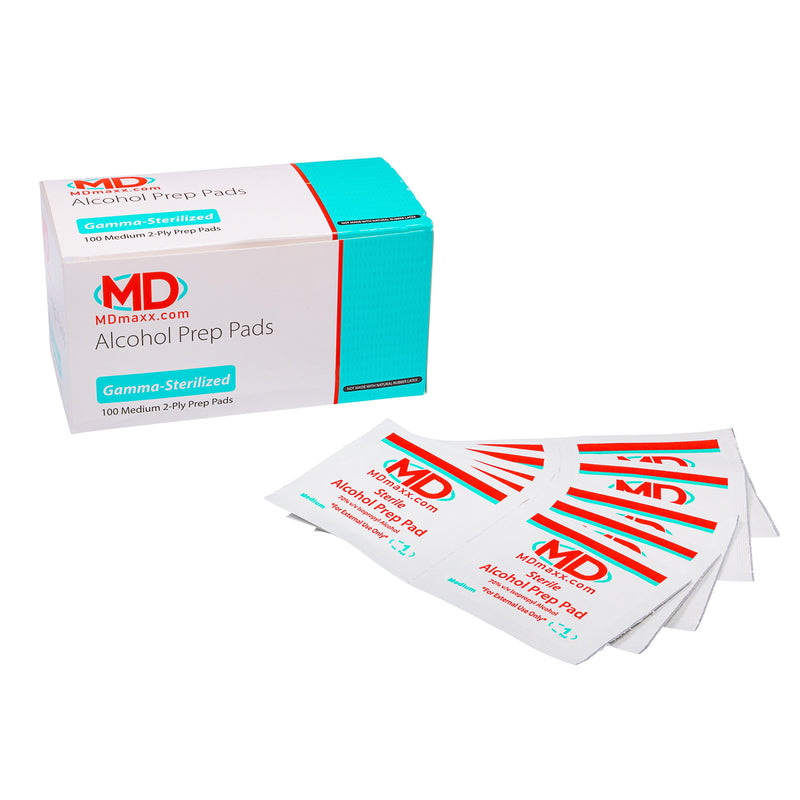 MDMaxx Alcohol Prep Pads 2-Ply Medium Sterile 200 Count-MDMaxx-HeartWell Medical