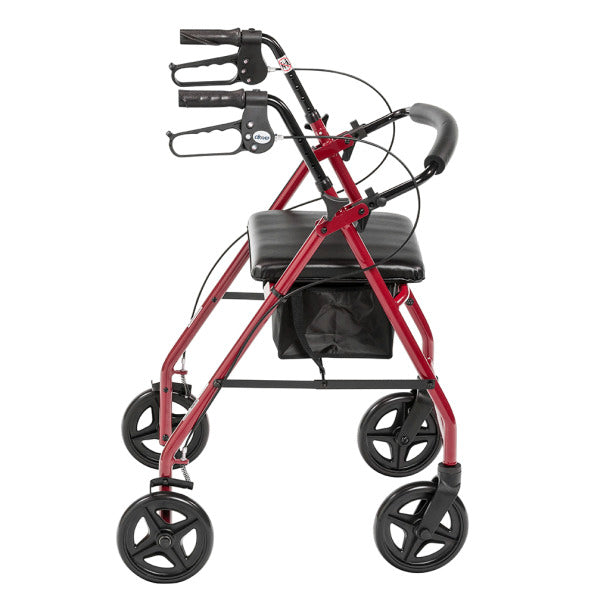 Drive Medical Aluminum Rollator with Fold Up and Removable Back Support Padded Seat 7.5" Casters with Loop Locks-Drive Medical-HeartWell Medical