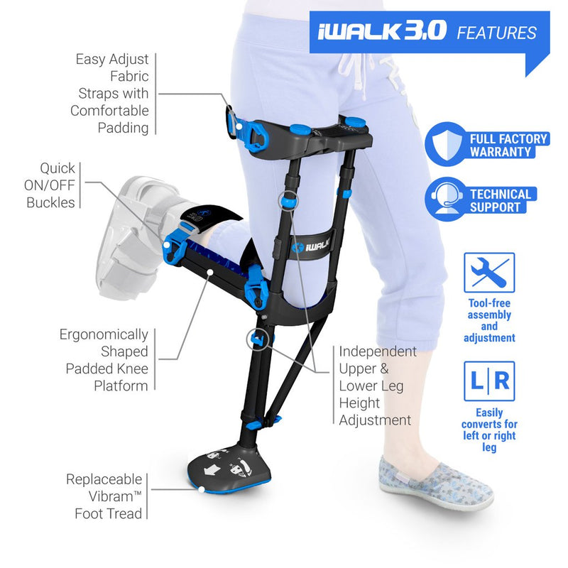 iWALKFree iWALK3.0 Hands Free Crutch Pain Free Knee Crutch Alternative to Crutches-iWALKFree-HeartWell Medical