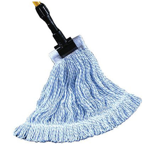 Pro Advantage Waxer Finish Mop, Medium, 5” Headband, Blue/white, Single Tailband-Pro Advantage-HeartWell Medical