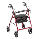 Drive Medical Aluminum Rollator with Fold Up and Removable Back Support Padded Seat 7.5" Casters with Loop Locks-Drive Medical-HeartWell Medical