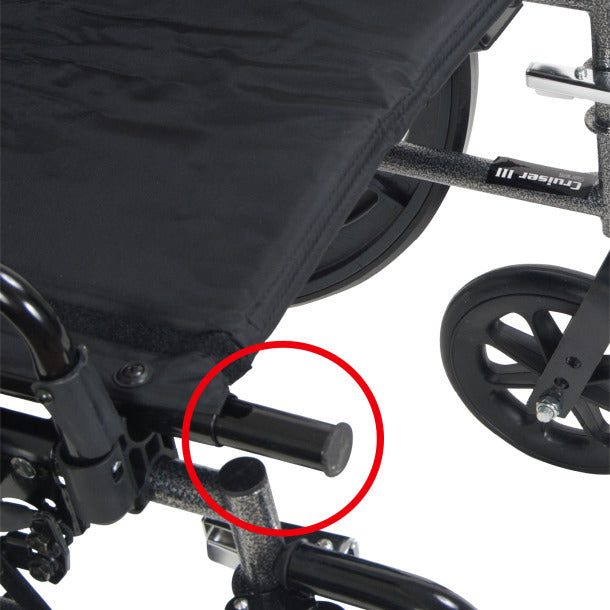 Drive Medical Cruiser III Light Weight Wheelchair with Various Flip Back Arm Styles and Front Rigging Options, Black, 20 Inch-Drive Medical-HeartWell Medical