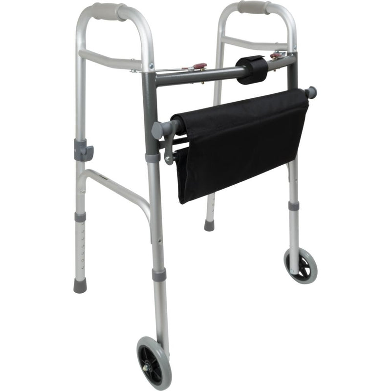ProBasics Two Button Folding Walker with Wheels and Roll-Up Seat-ProBasics-HeartWell Medical