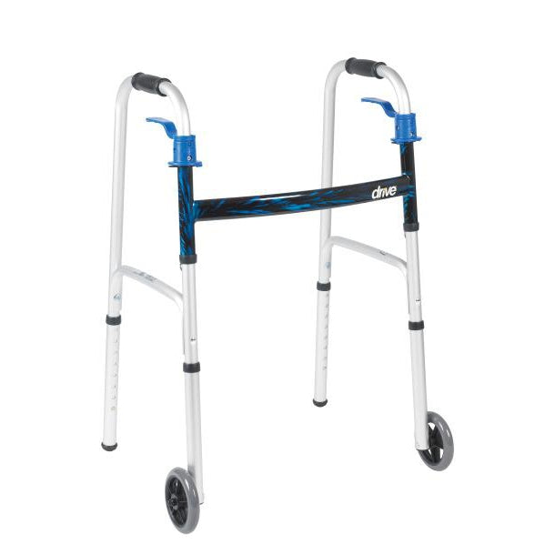 Drive Medical Deluxe Trigger Release Folding Walker with 5" Wheels-Drive Medical-HeartWell Medical