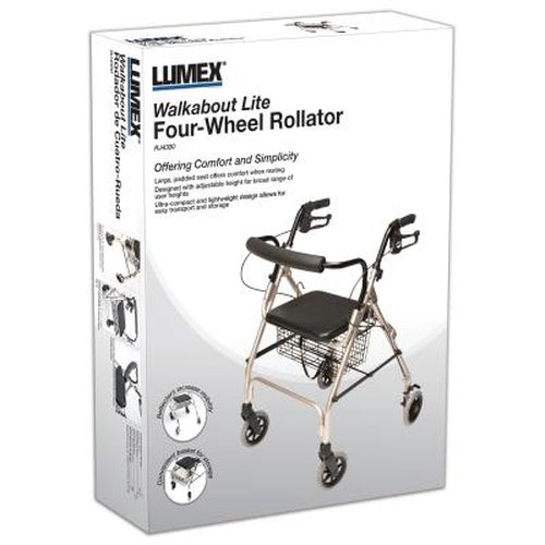 Lumex Walkabout Lite Four-Wheel Rollator Burgundy-Lumex-HeartWell Medical