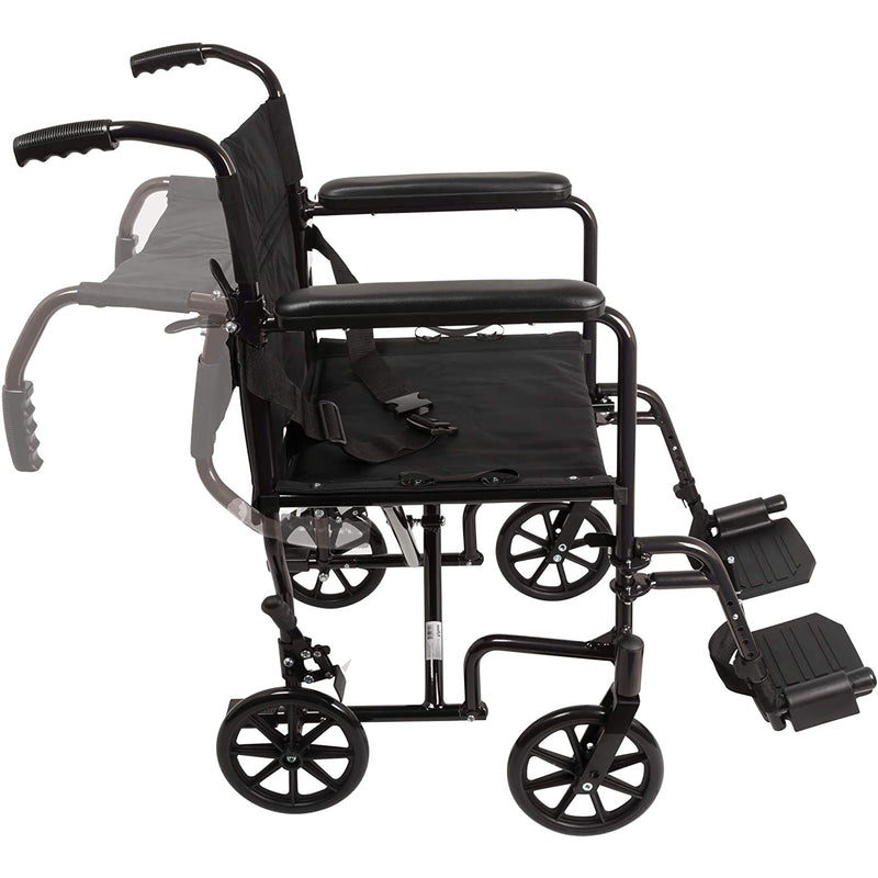 ProBasics Aluminum Transport Wheelchair, 19-inch, Black-ProBasics-HeartWell Medical