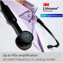 3M Littmann CORE Digital Stethoscope Black Chestpiece, Tube, Stem and Headset, 27 inch-3M-HeartWell Medical
