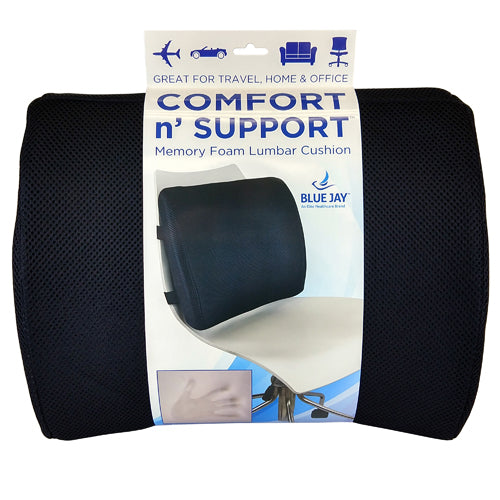 Blue Jay Lumbar Cushion With Straps, Black Memory Foam-Blue Jay-HeartWell Medical