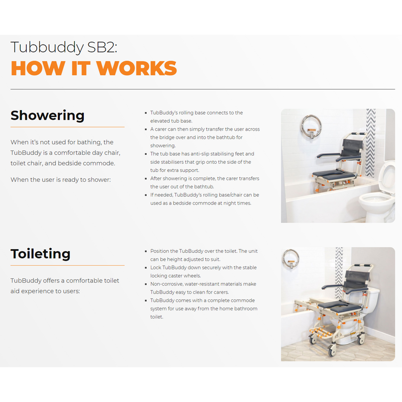 ShowerBuddy TubBuddy Bath Transfer Chair Standard Over the Bath-ShowerBuddy-HeartWell Medical