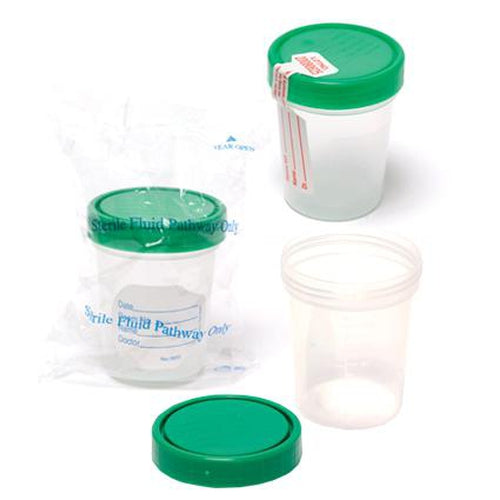 Pro Advantage Specimen Container, Screw-On Lid & Label, 4 oz, Sterile, Packaged Individually in Poly Pouch-Pro Advantage-HeartWell Medical
