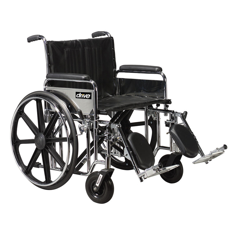 Drive Medical Sentra Extra Heavy Duty Wheelchair, Detachable Desk Arms, Elevating Leg Rests, 20" Seat-Drive Medical-HeartWell Medical