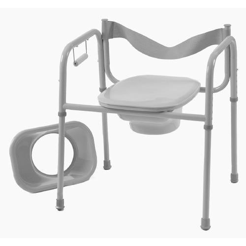 TFI Healthcare Wide Elongated Seat Universal Steel Commode Removable Back Pail & Splash Guard-TFI Healthcare-HeartWell Medical